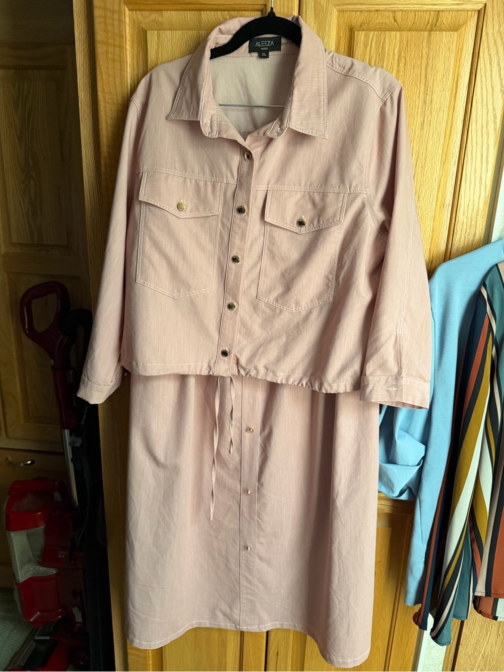 Aleeza Blush Pink Button-Front Skirt Set